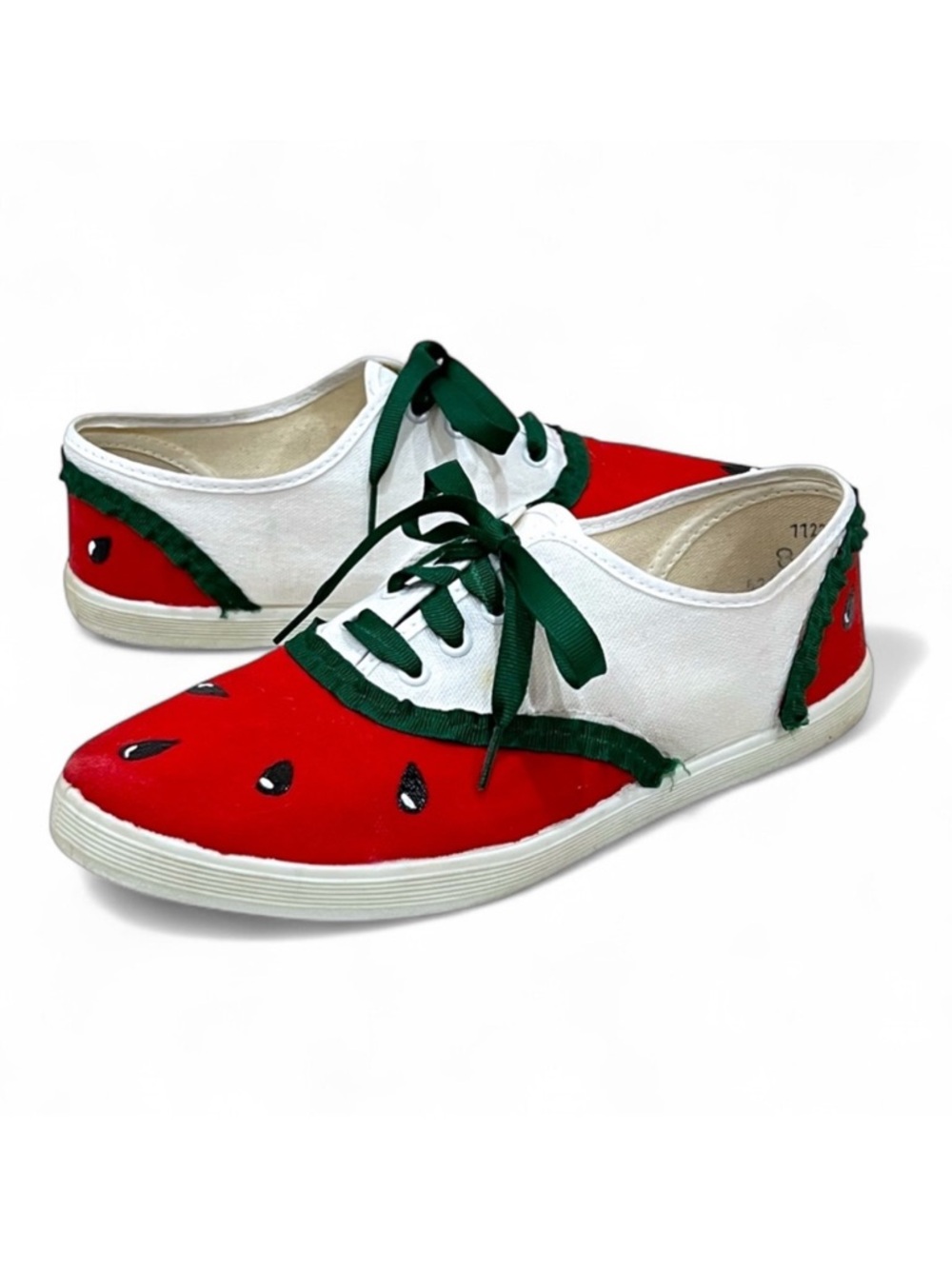 Upcycled Watermelon Canvas Handmade Sneakers Size 8
